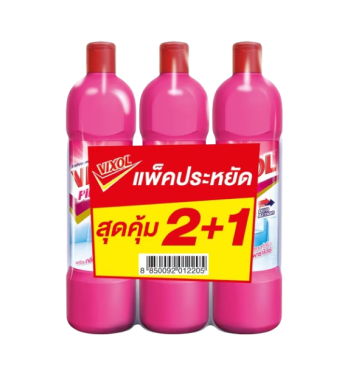 2 ฟรี 1 น้ำยาล้างห้องน้ำ วิกซอลสีชมพู (3 X 900 มล./แพ็ค)